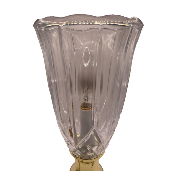 Vintage Cut Crystal Torchiere Lamp Gold Accented Tabletop Lamp 12 inches - Picture 3 of 12